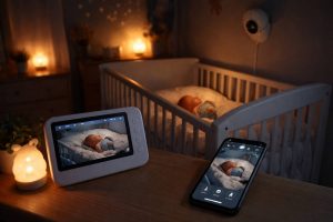 Vigilabebés con cámara: qué funciones importan de verdad (pantalla vs app, visión nocturna, privacidad y alcance)